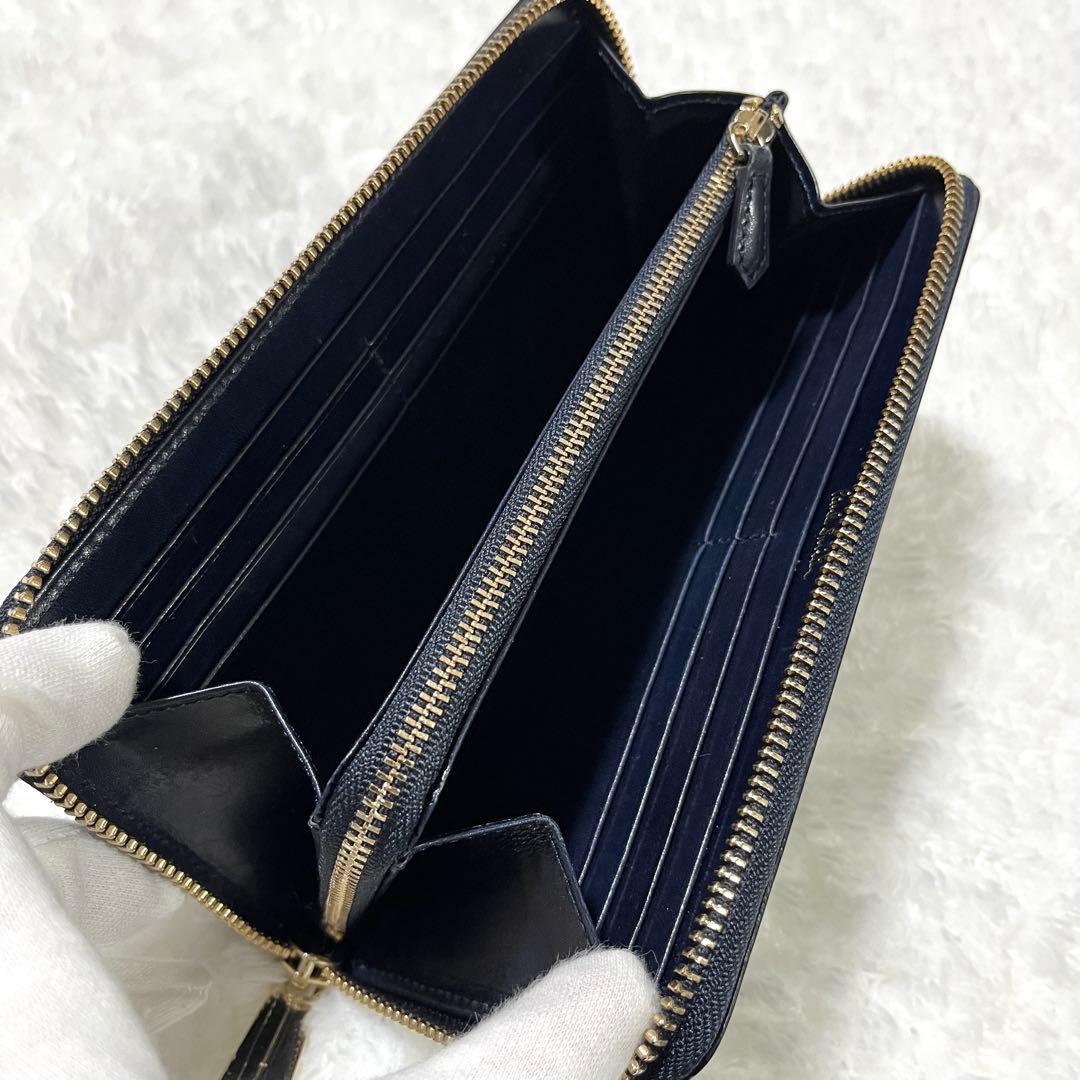 ポールスミス　ラウンドジップ　ポリッシュカーフ　牛革　長財布　黒