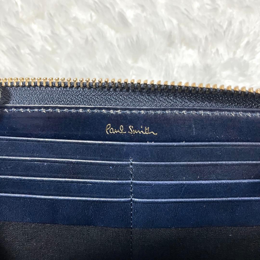 ポールスミス　ラウンドジップ　ポリッシュカーフ　牛革　長財布　黒