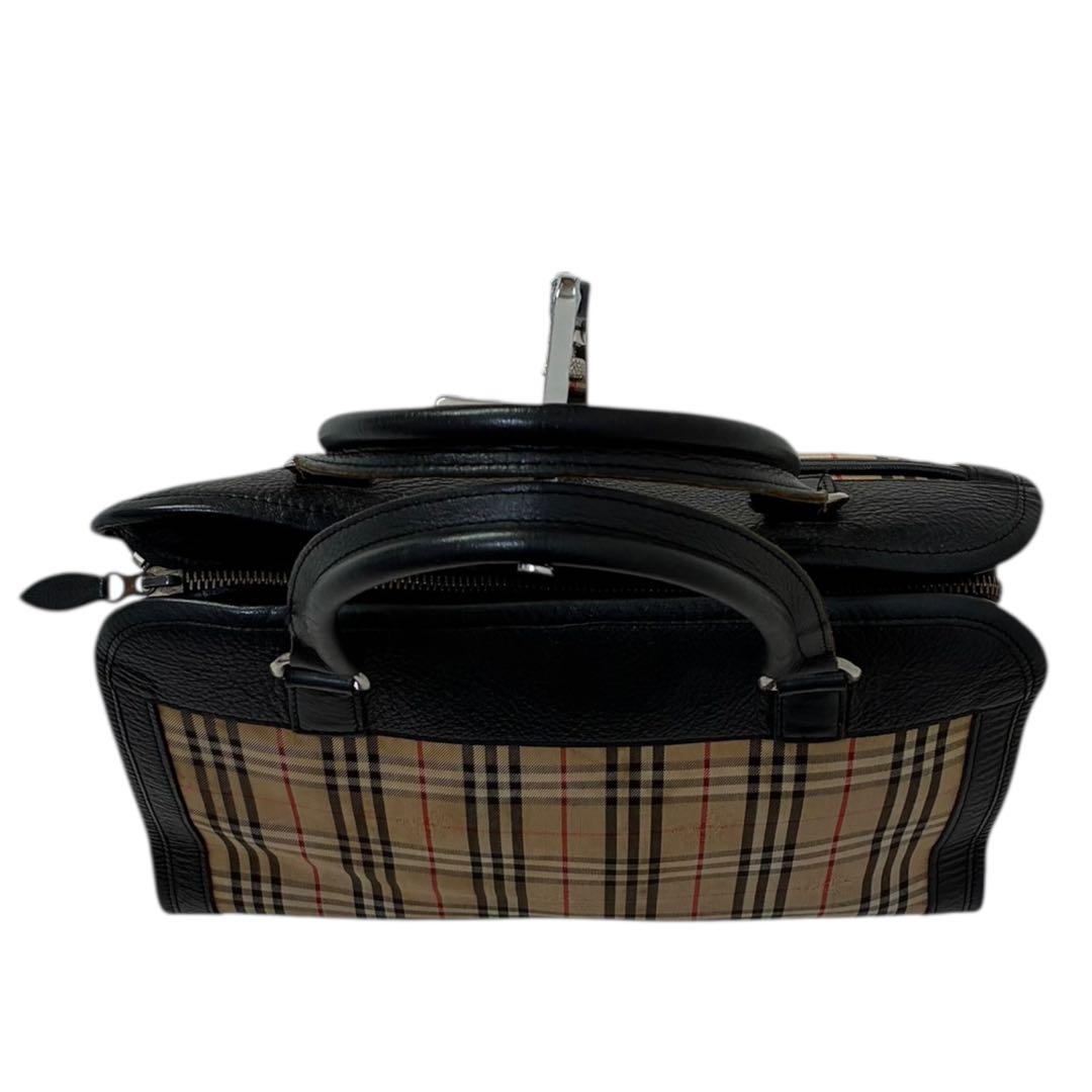 バーバリー Burberrys ノバチェック 黒レザー ボストン