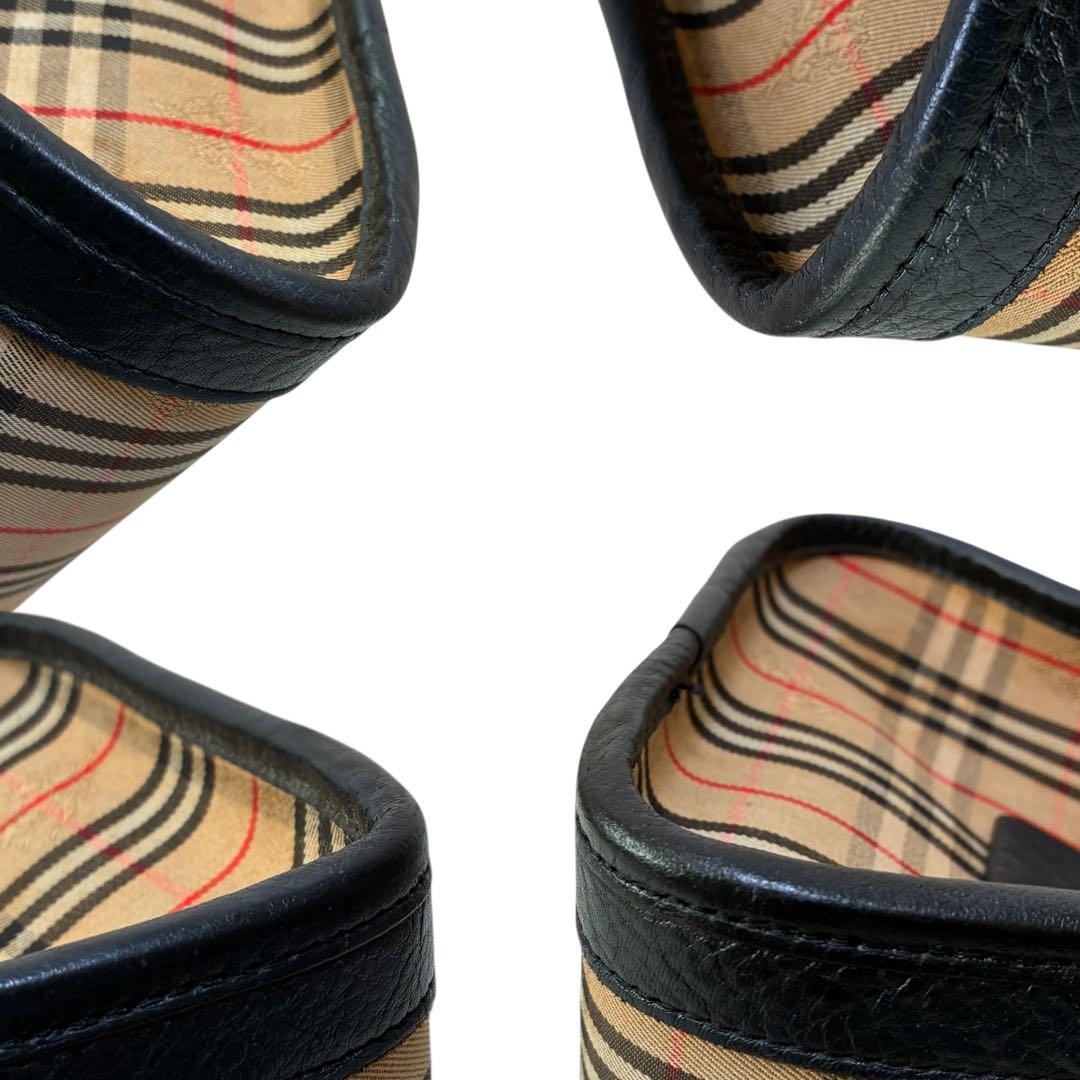 バーバリー Burberrys ノバチェック 黒レザー ボストン