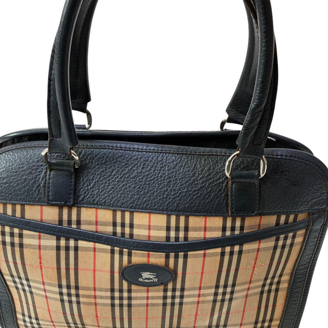 バーバリー Burberrys ノバチェック 黒レザー ボストン