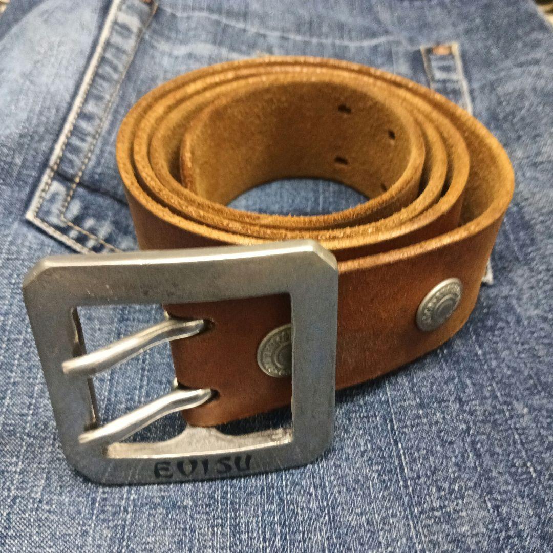 EVISU エビス　本革ベルト　レザーベルト　36インチ　エヴィスジーンズ