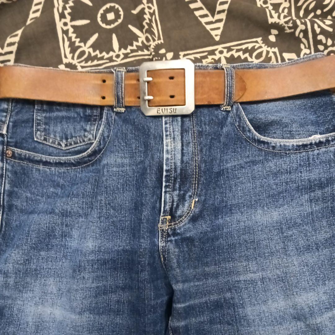 EVISU エビス　本革ベルト　レザーベルト　36インチ　エヴィスジーンズ
