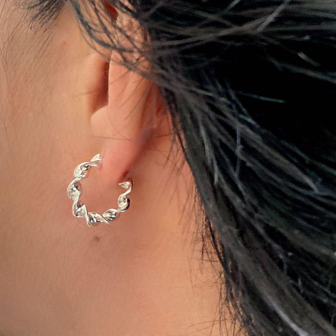 18mm 両身　ピアス　シルバー925 ツイストピアス　BWL クロム