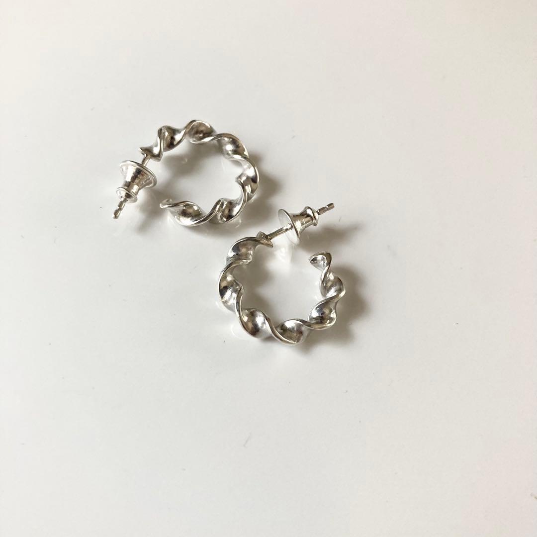 18mm 両身　ピアス　シルバー925 ツイストピアス　BWL クロム