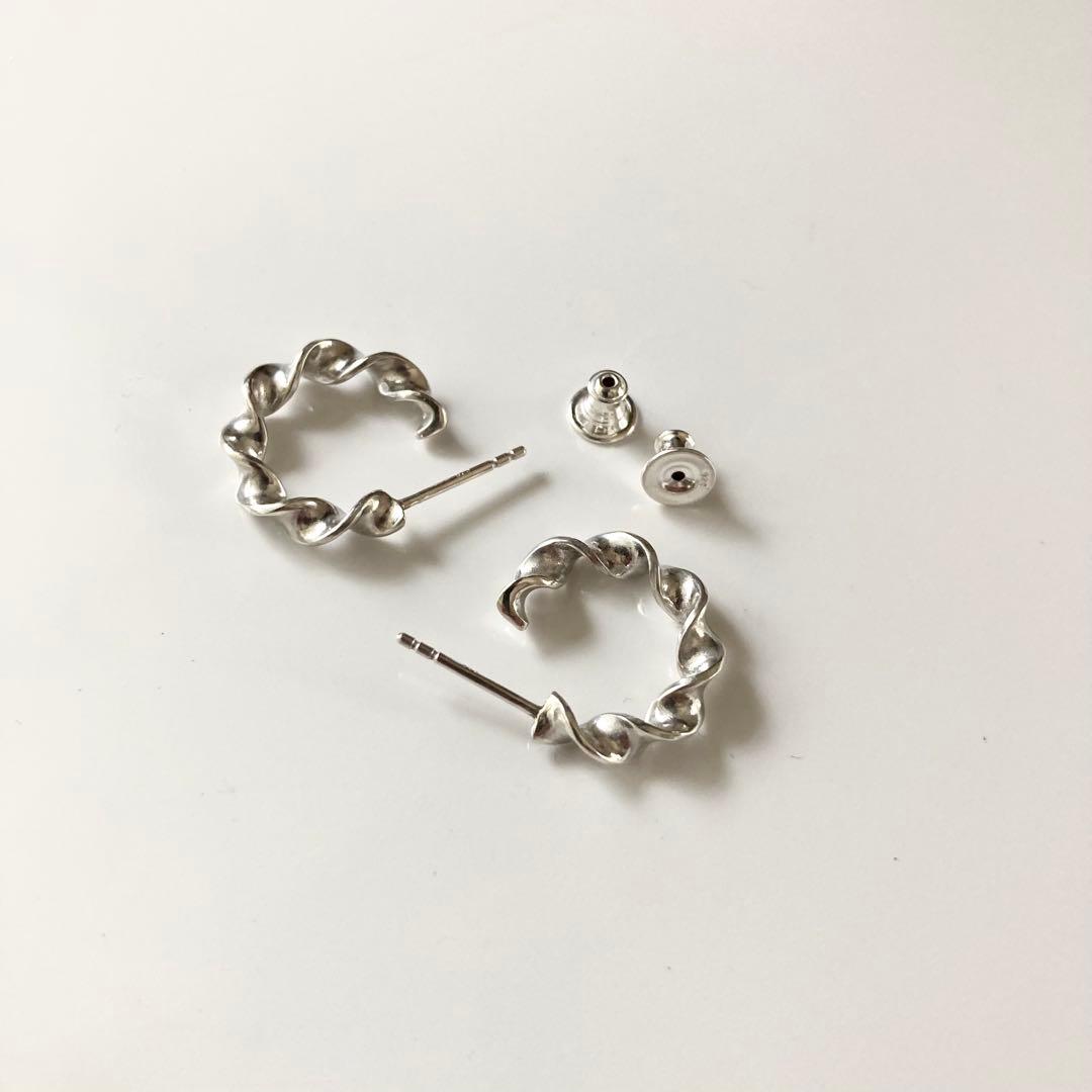 18mm 両身　ピアス　シルバー925 ツイストピアス　BWL クロム