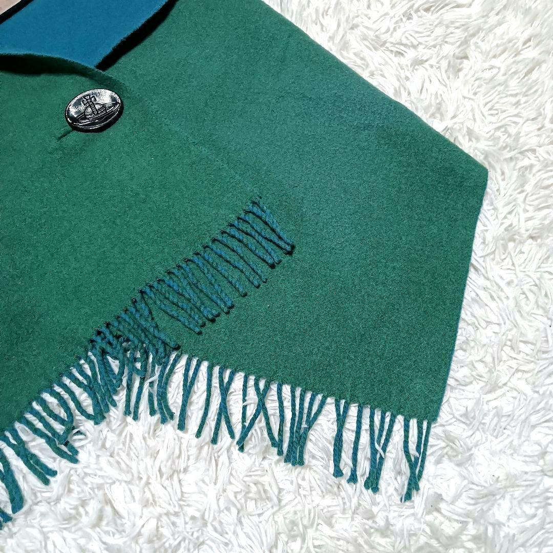 ヴィヴィアンウエストウッド　オーブボタン付ポンチョマフラー　リバーシブルストール