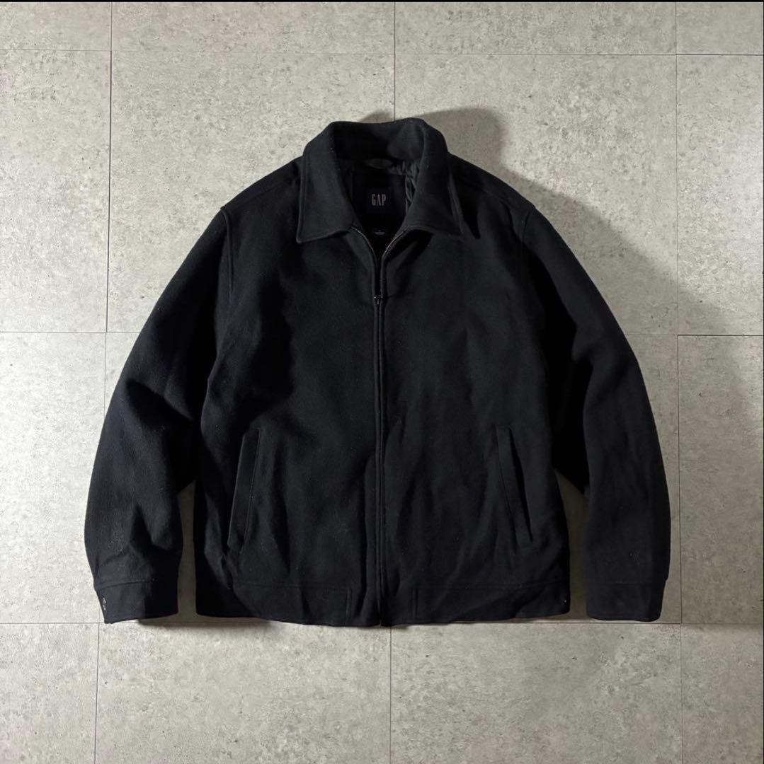 00s GAPウールドリズラージャケット中綿裏キルトブラックハリントン短丈