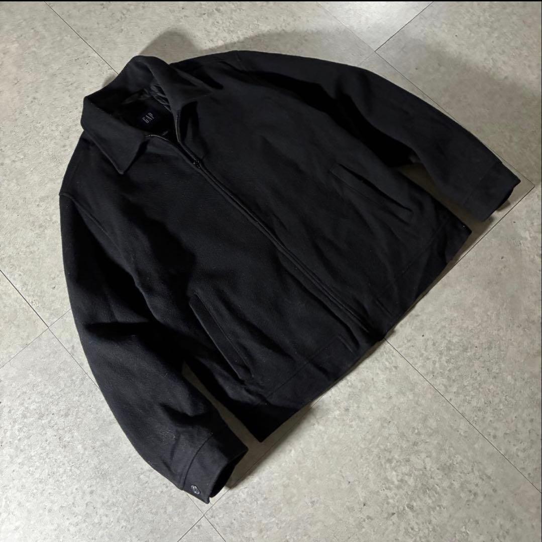 00s GAPウールドリズラージャケット中綿裏キルトブラックハリントン短丈