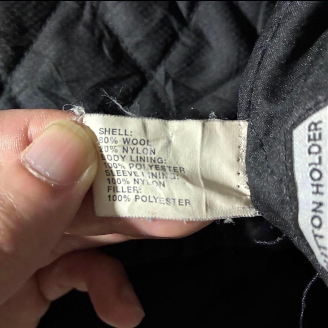00s GAPウールドリズラージャケット中綿裏キルトブラックハリントン短丈
