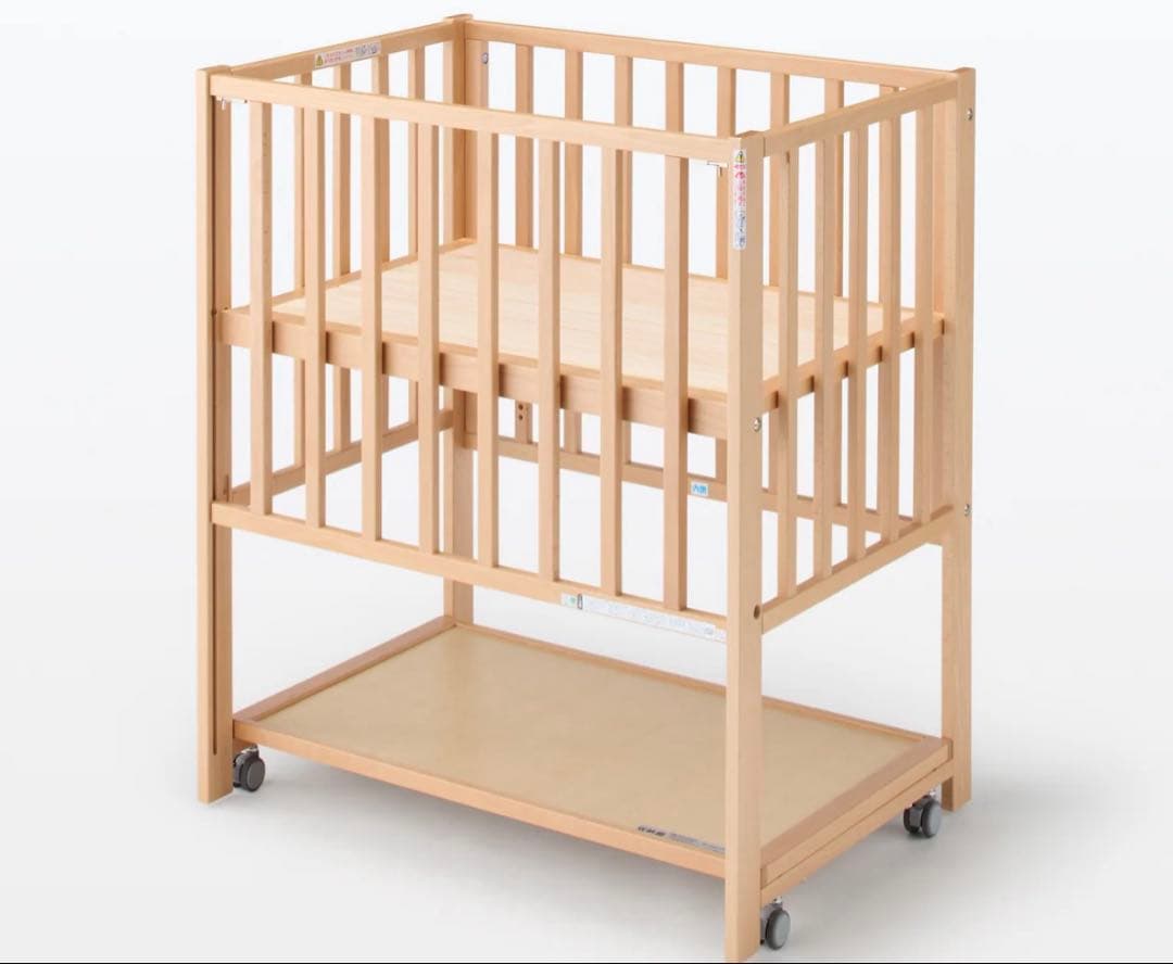 【美品】無印良品 ベビーベッド　【オーク材】