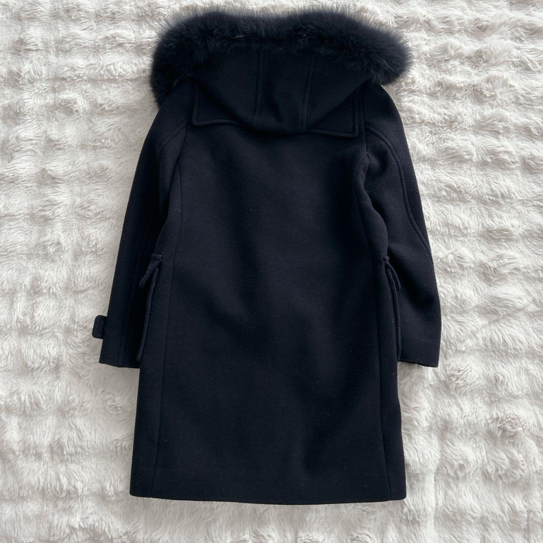 シップス★カシミヤ混　ファーダッフルコート　フォックスファー　2way ネイビー