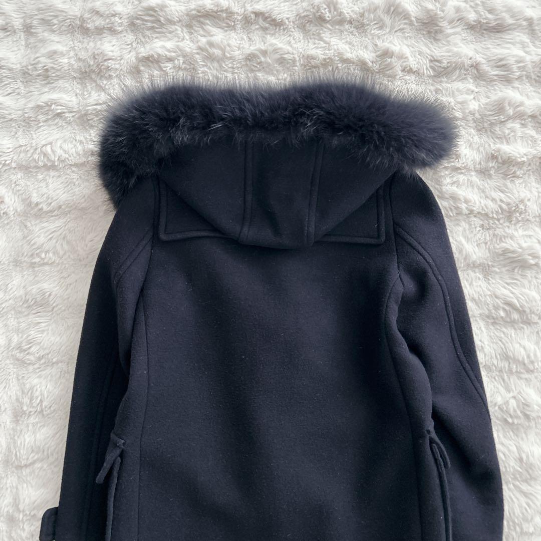 シップス★カシミヤ混　ファーダッフルコート　フォックスファー　2way ネイビー