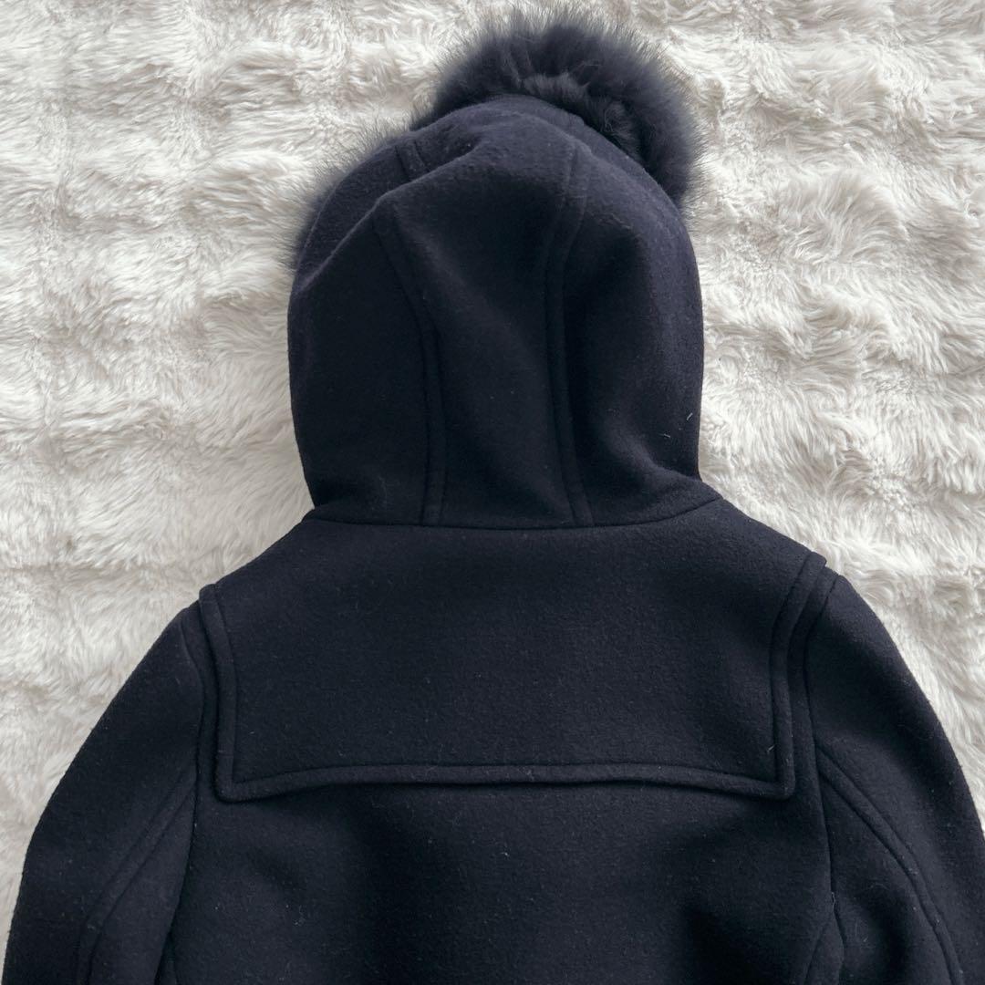 シップス★カシミヤ混　ファーダッフルコート　フォックスファー　2way ネイビー
