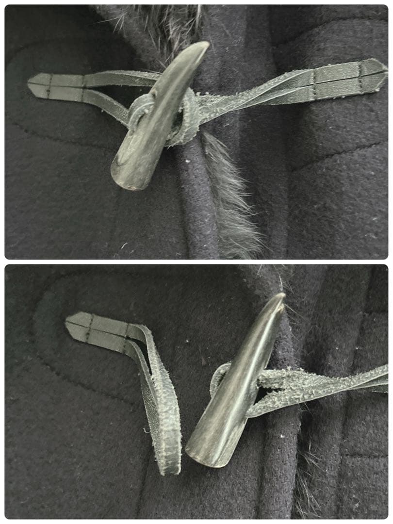 シップス★カシミヤ混　ファーダッフルコート　フォックスファー　2way ネイビー