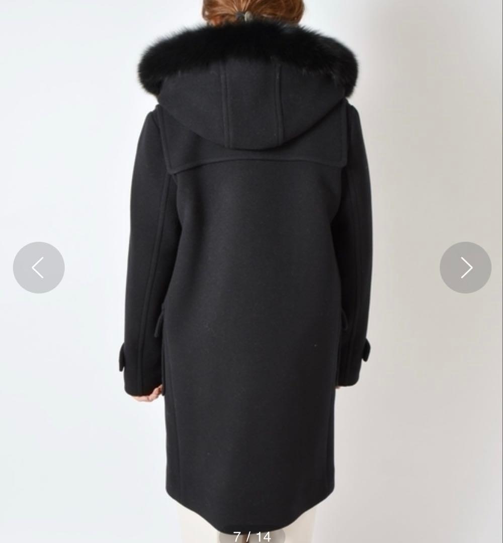 シップス★カシミヤ混　ファーダッフルコート　フォックスファー　2way ネイビー