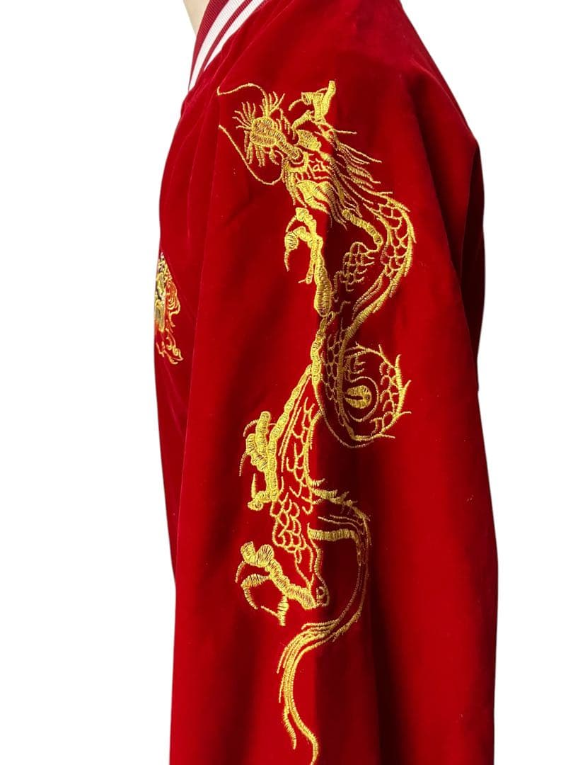 山*之様 美品 ビンテージ 別珍 スカジャン L相当 龍 ベロア メンズ xpv