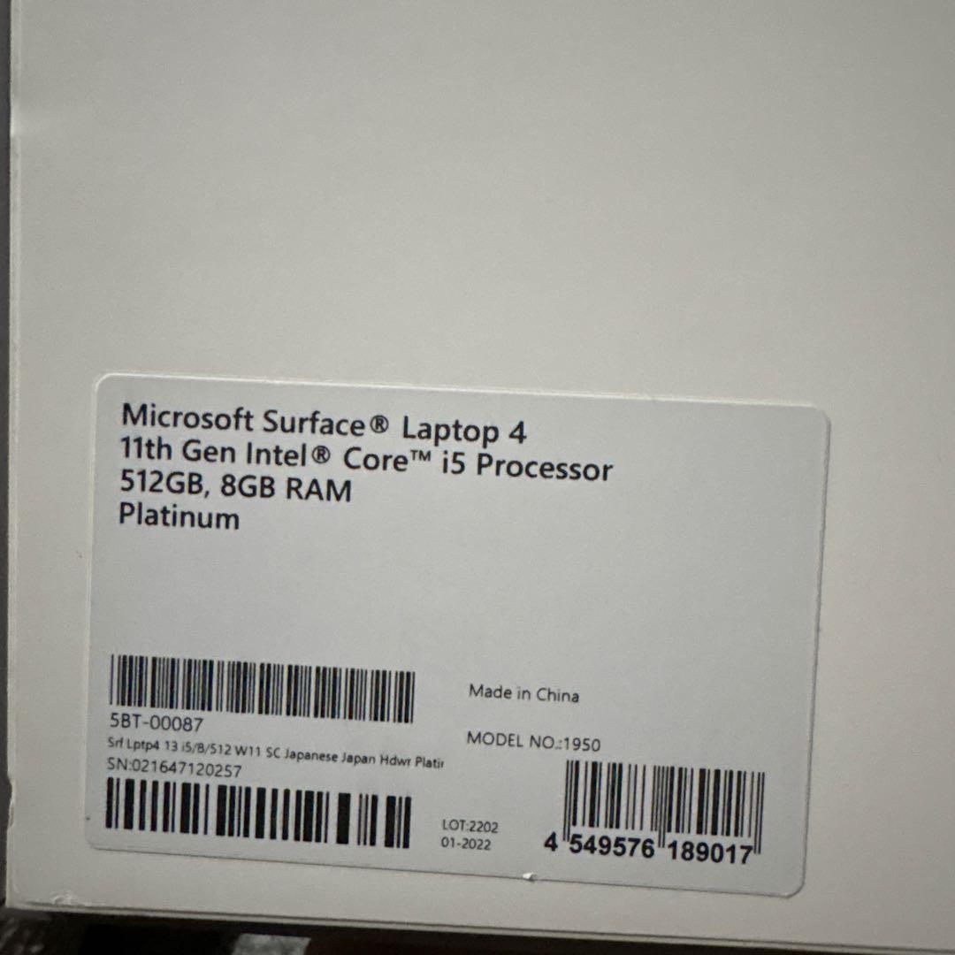 T*A様 surface laptop4 13.5inch 512GB