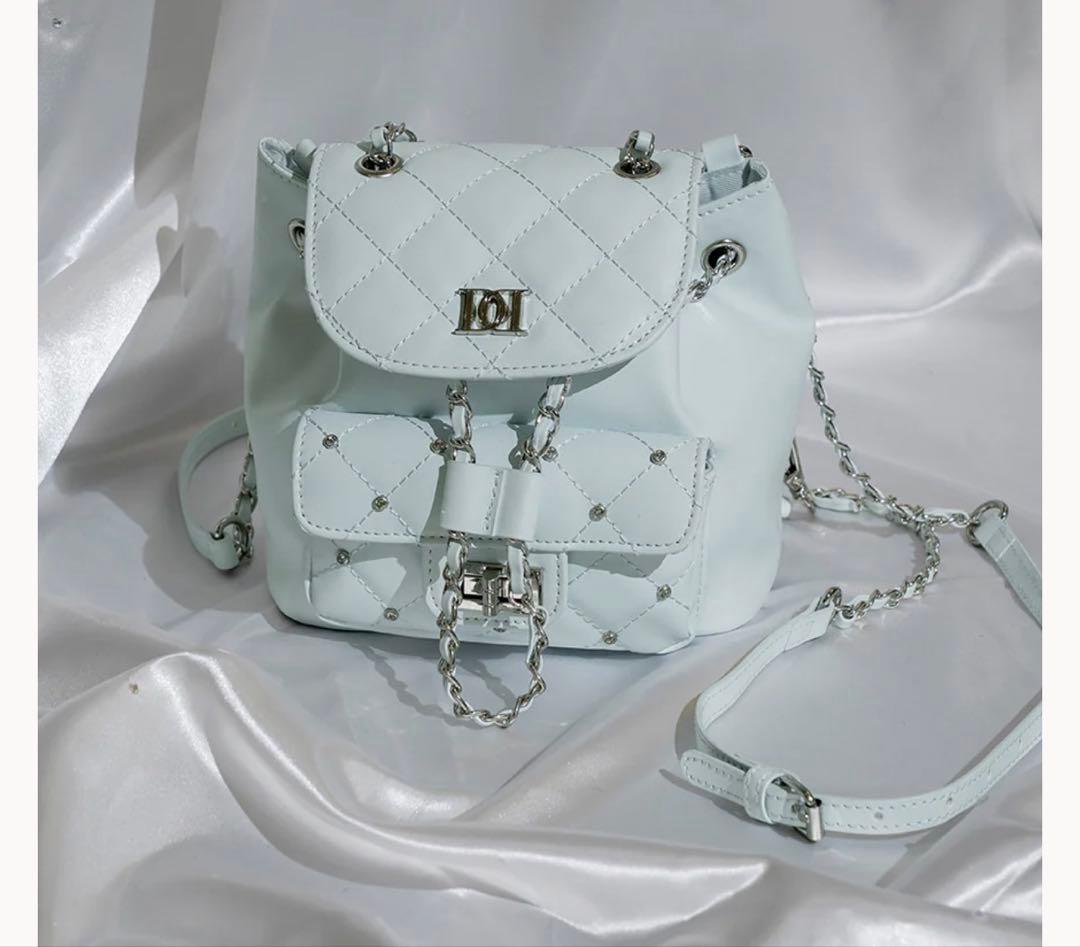 【最安値】ダーリッチ キルティングビジュー ミニリュック サックス