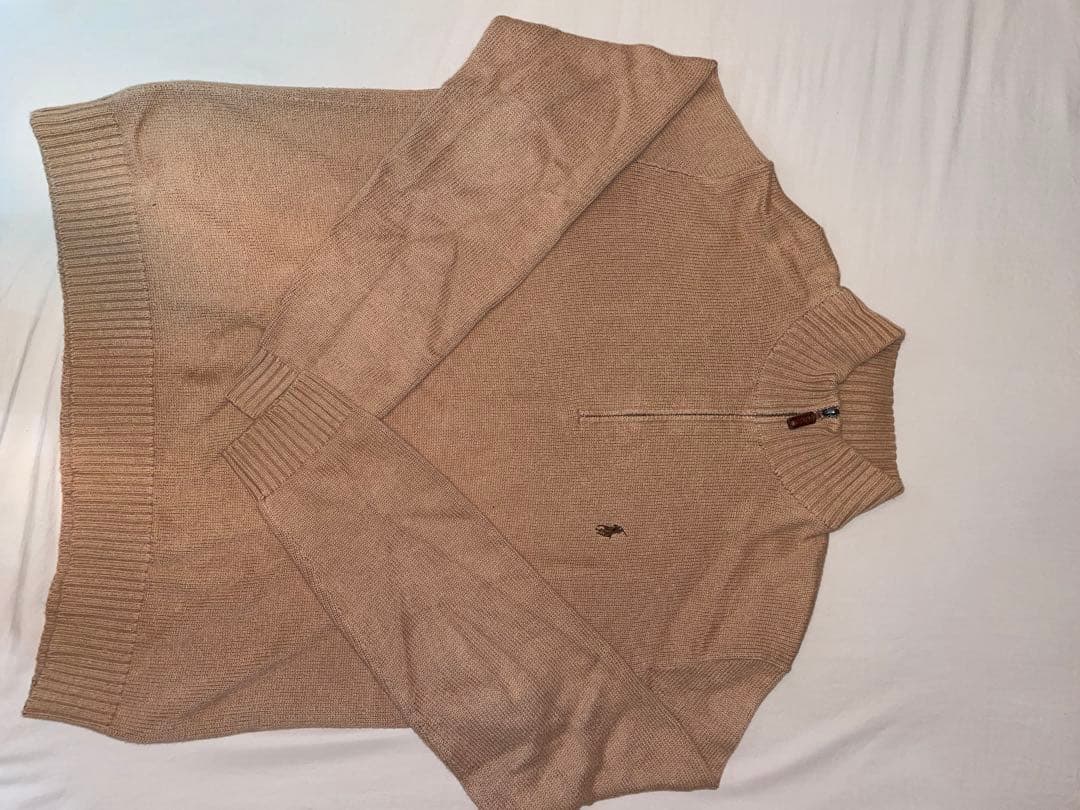 古着　ポロ　ラルフローレン　刺繍ロゴハーフジップ ニットセーター