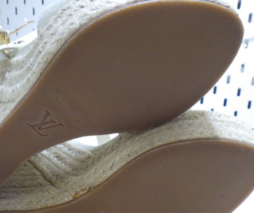 ルイヴィトンLVホワイトウェッジヒールサンダルエスパドリーユ