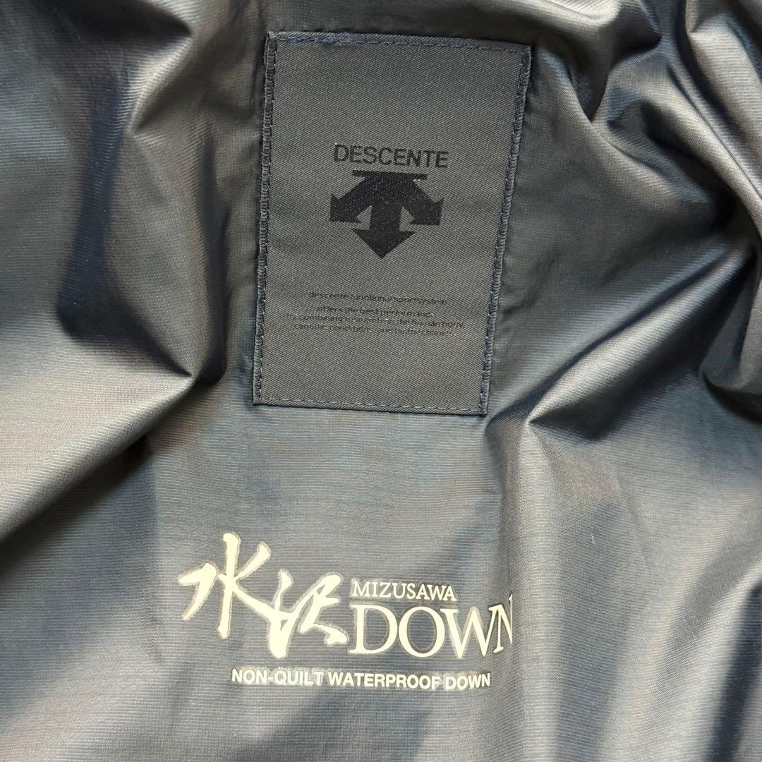 美品　水沢ダウン　デサント　ロングダウンジャケット　ネイビー　ベンチレーション有