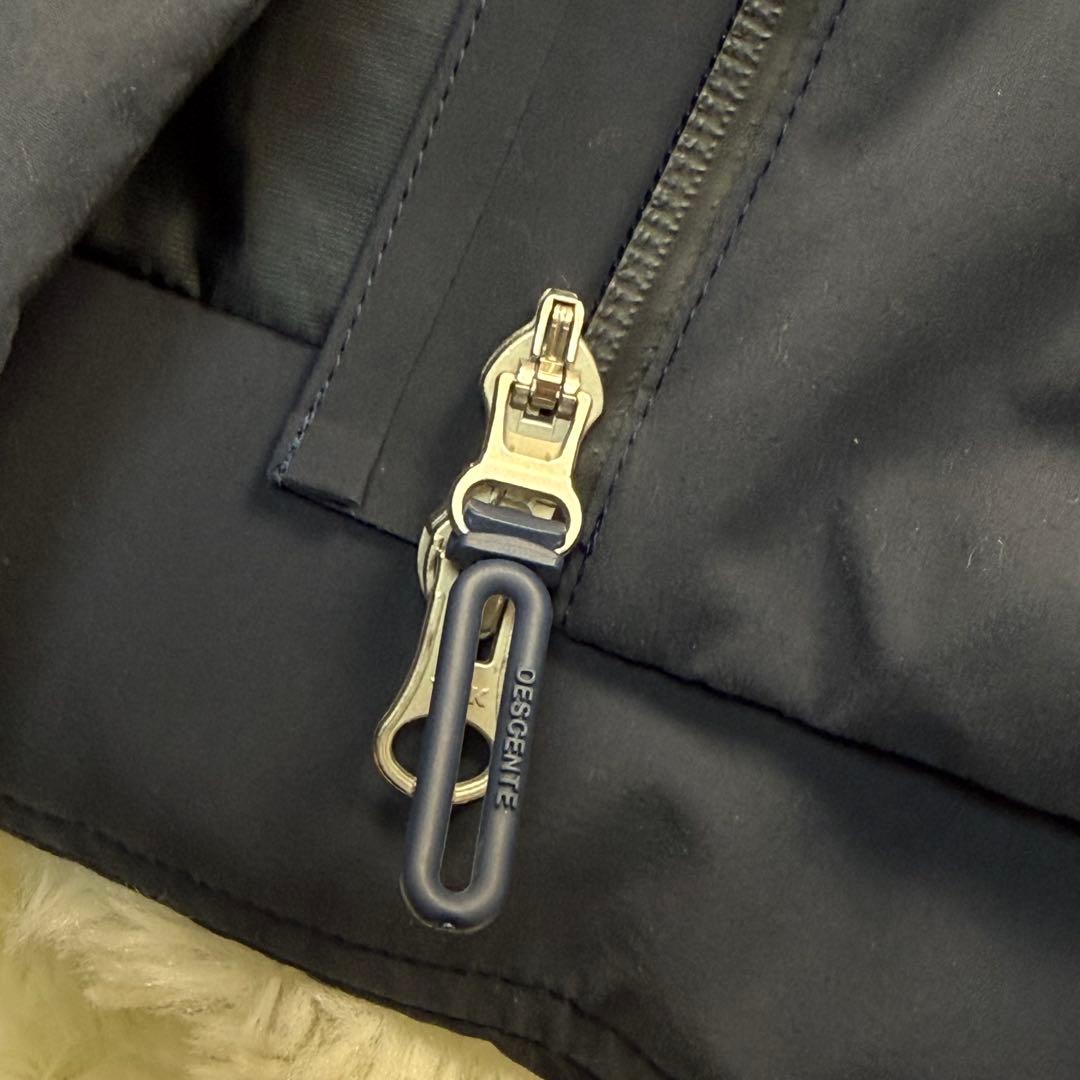 美品　水沢ダウン　デサント　ロングダウンジャケット　ネイビー　ベンチレーション有