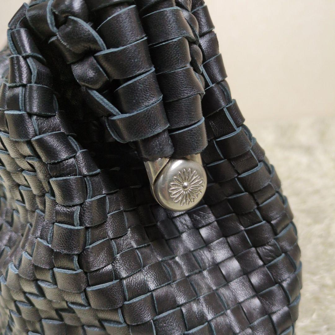 ファロルニ ボストンバッグ イントレチャート レザー ブラック