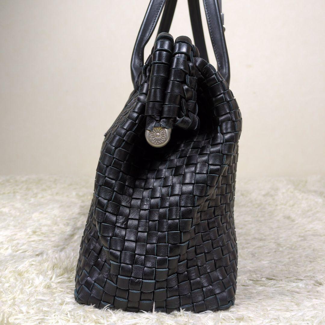 ファロルニ ボストンバッグ イントレチャート レザー ブラック