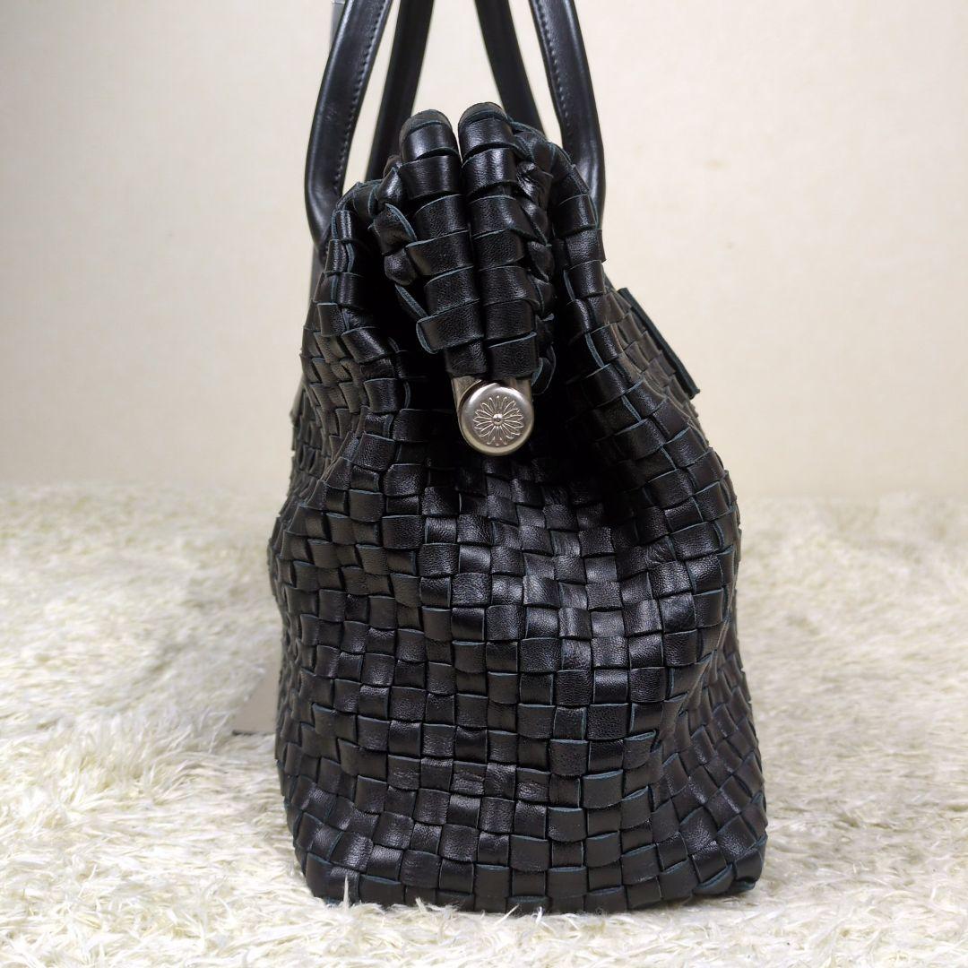 ファロルニ ボストンバッグ イントレチャート レザー ブラック