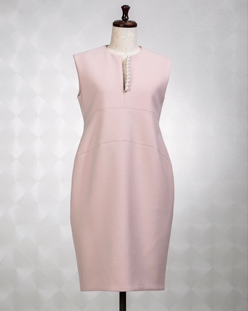 ヨーコチャン【パールスリットネック ワンピース 】パールピンク36