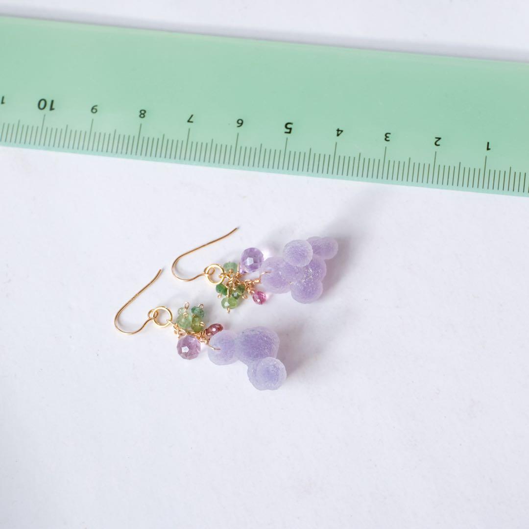 マルモ 希少！14kgfグレープアゲートピアス