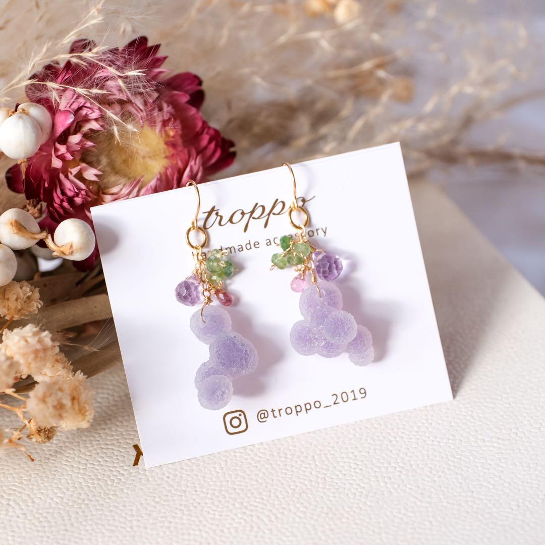 マルモ 希少！14kgfグレープアゲートピアス