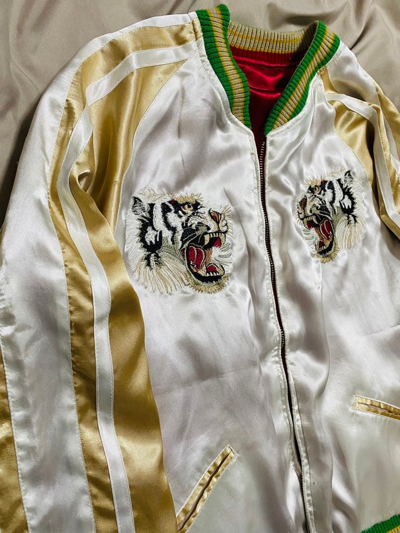 DRAGON 日本限定 スカジャン 龍虎 サテン vintage 2面使う