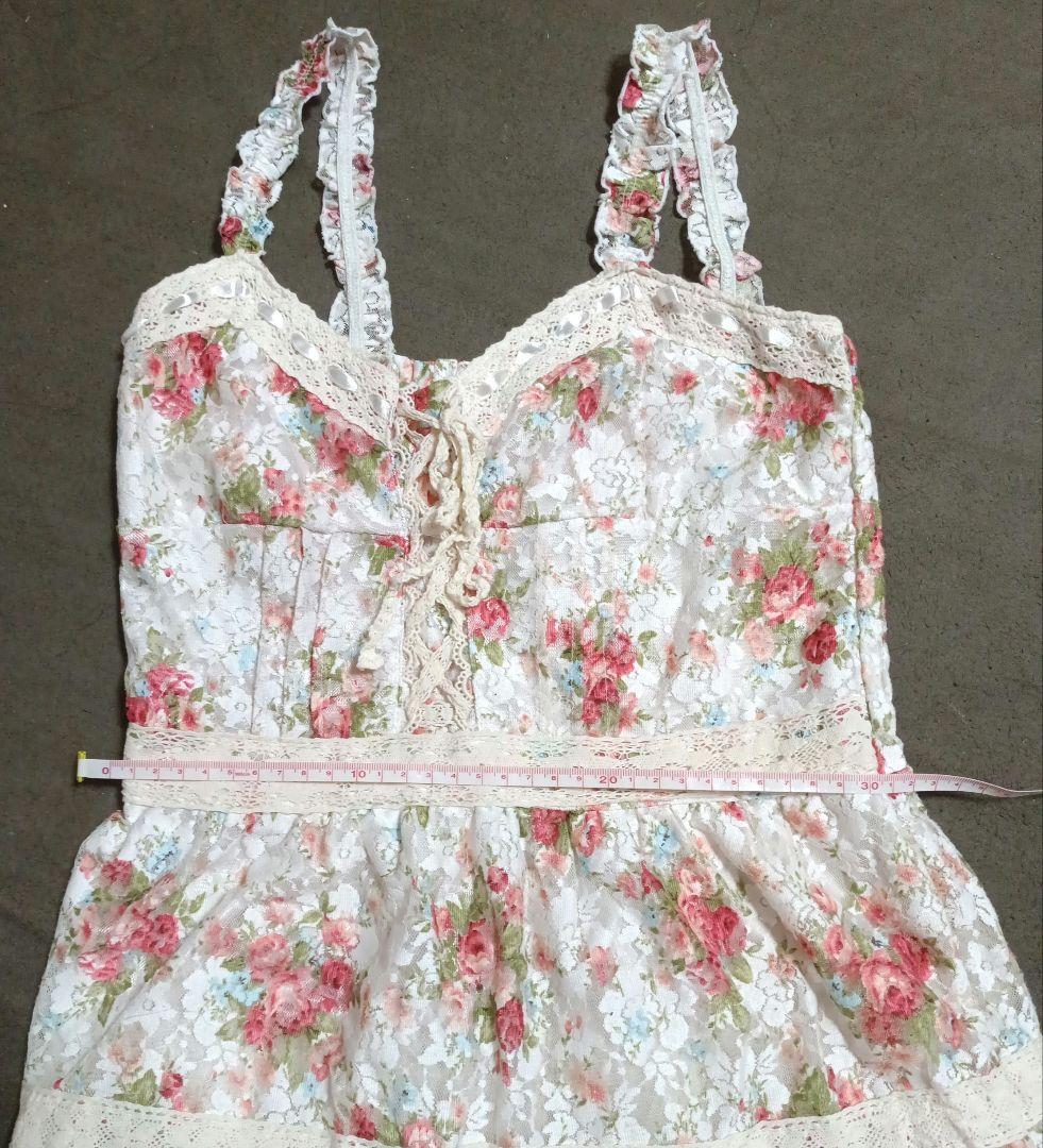 LIZLISA　フラワープリント レースキャミソール　ワンピース