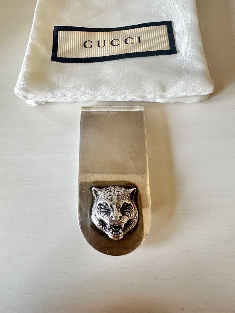 レア❗️グッチ GUCCI メンズ マネークリップ キャット ヘッド モチーフ