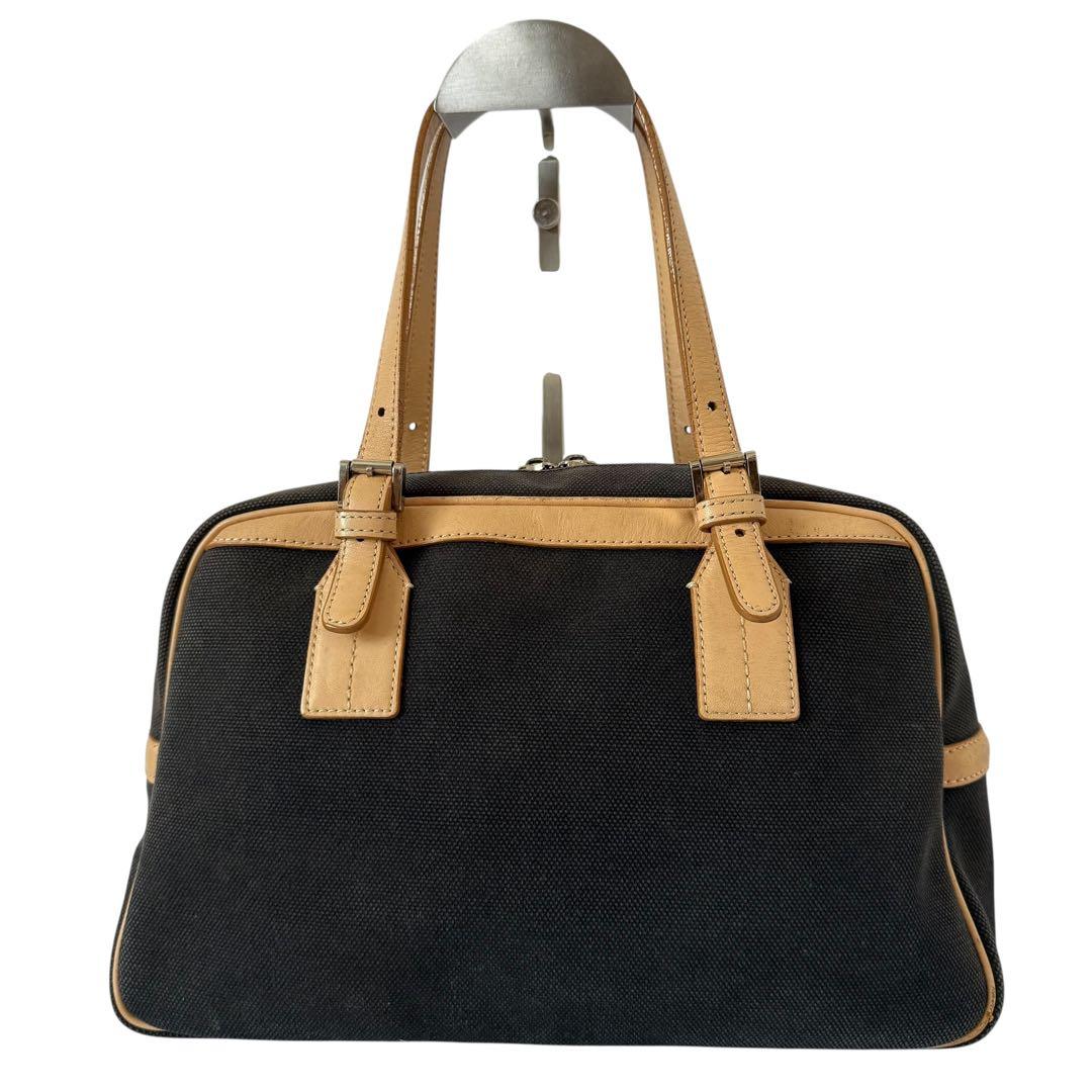 バーバリー 内側ノバチェック ミニボストンバッグ 肩掛け キャンバス ネイビー