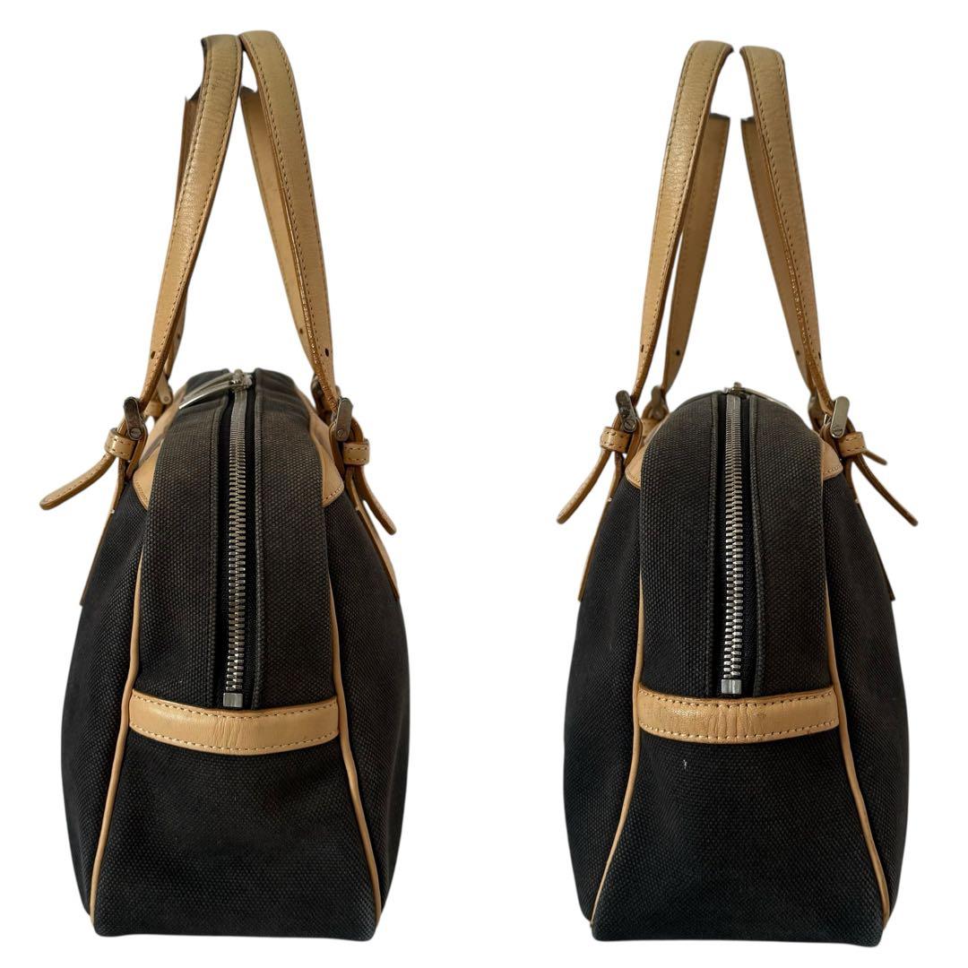 バーバリー 内側ノバチェック ミニボストンバッグ 肩掛け キャンバス ネイビー