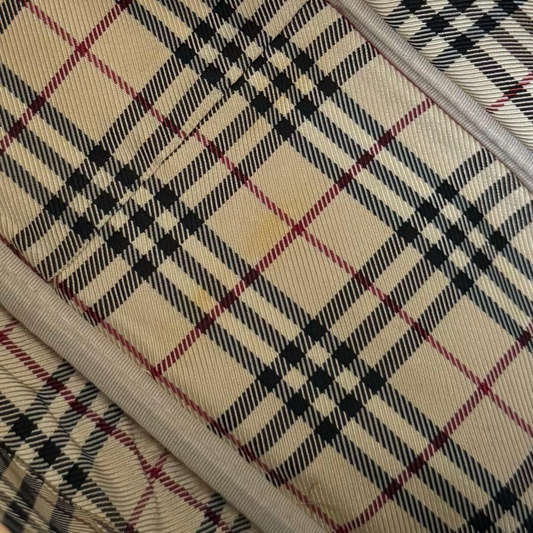 バーバリー 内側ノバチェック ミニボストンバッグ 肩掛け キャンバス ネイビー