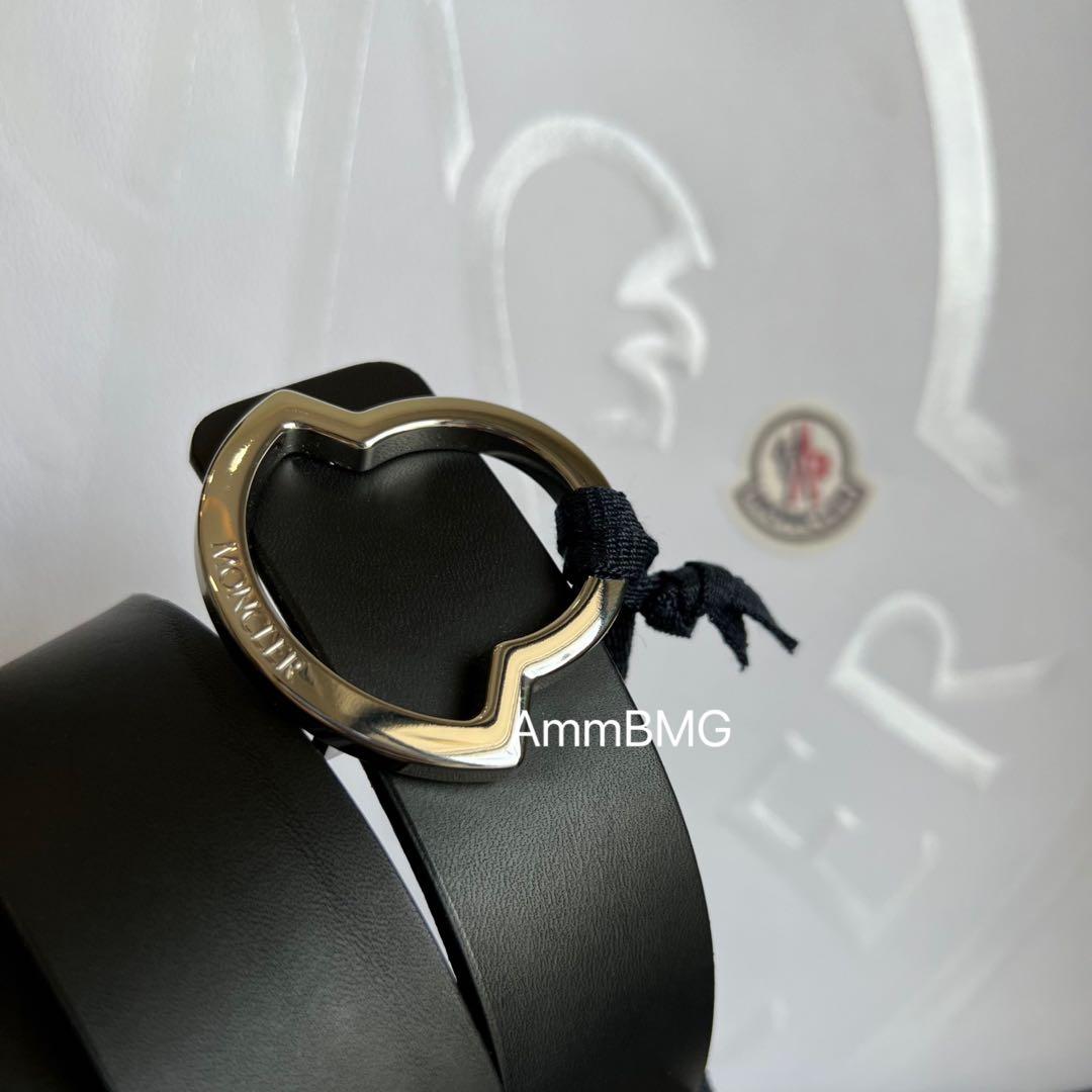 新品 Moncler モンクレール シルバー ロゴバックル ベルト 48 メンズ