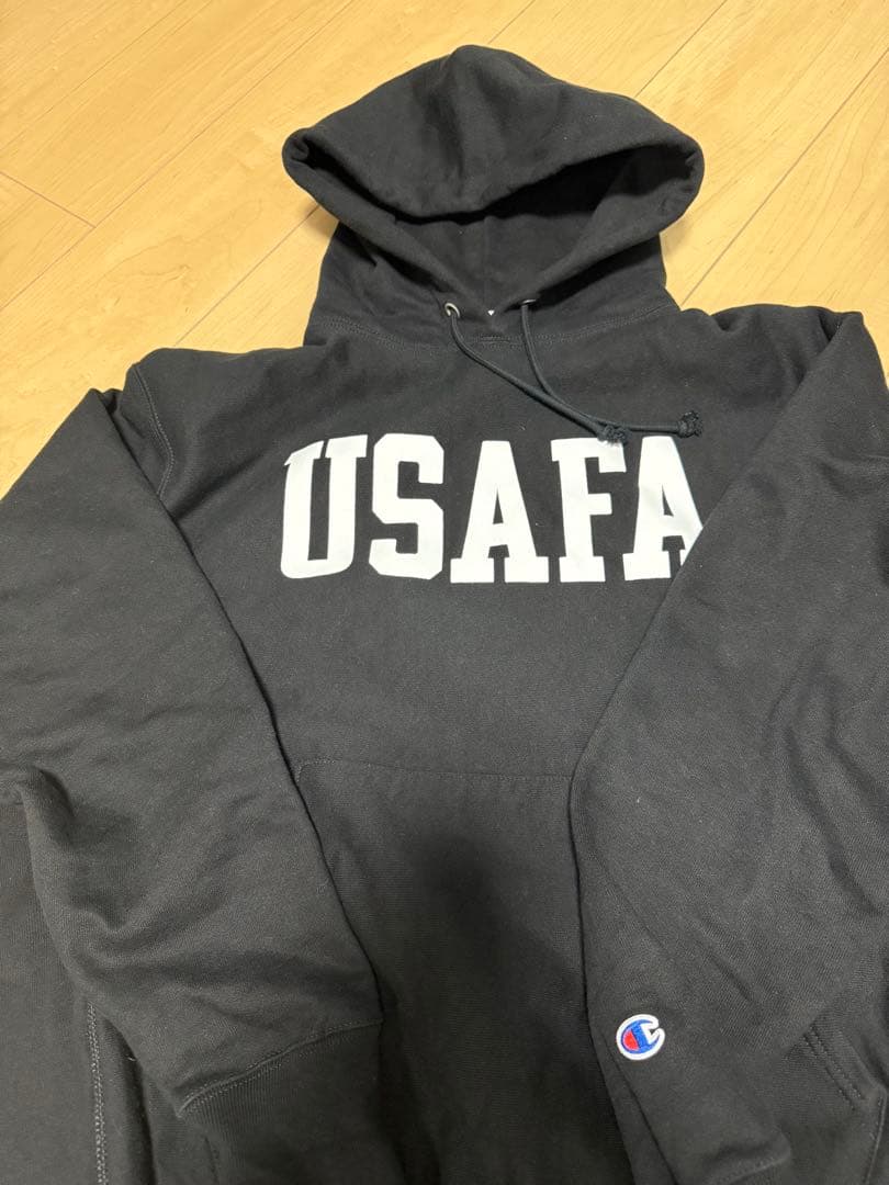 日本未発売 USAFA CHAMPION リバースウィーブ　パーカー黒 L