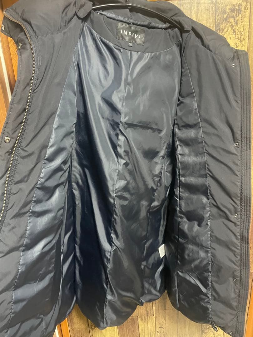 超美品　インディヴィ ダウンコート ラクーンファー付き 40 ブラック