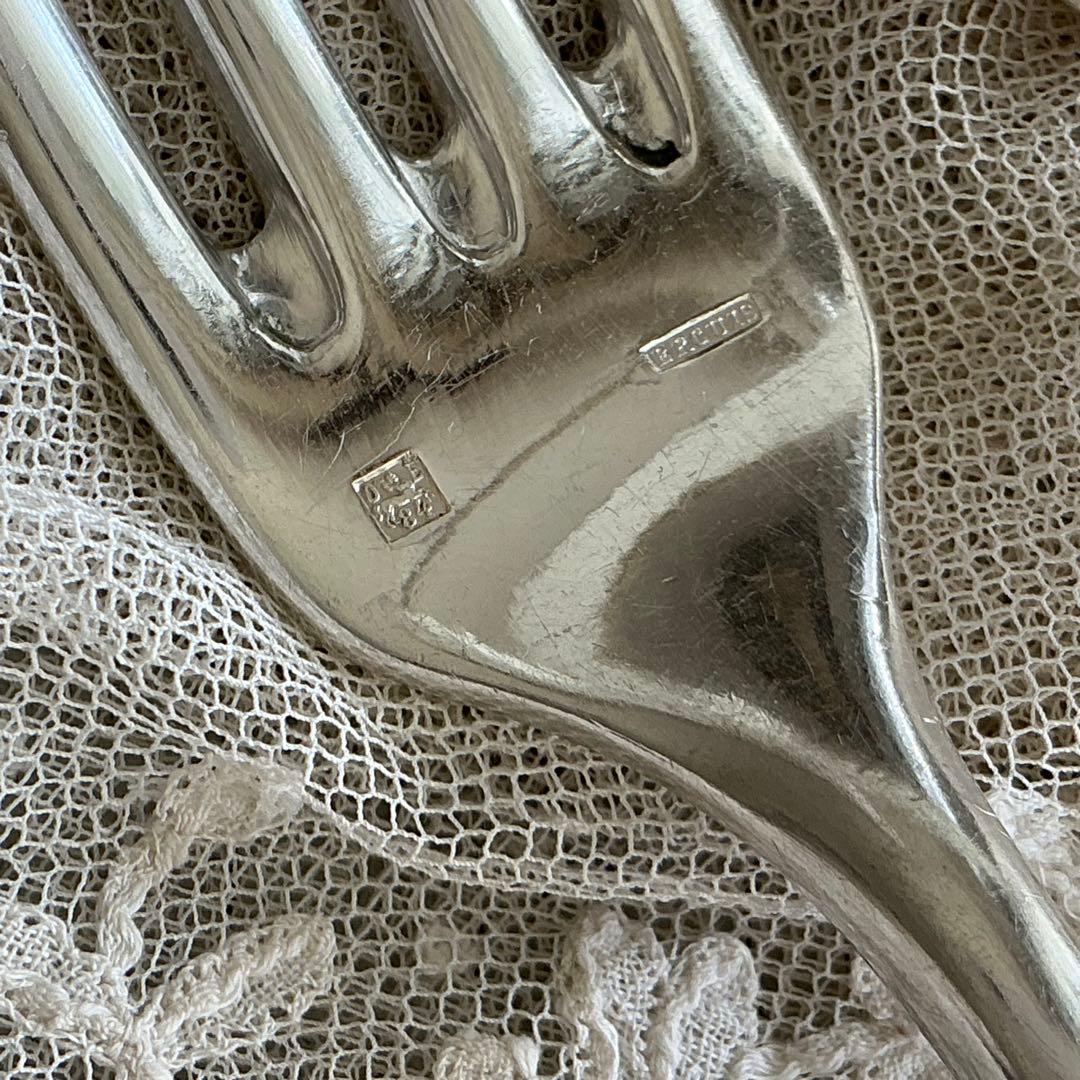 【D-１】フランスアンティーク　すずらん　スプーン＆フォーク　1組　モノグラム