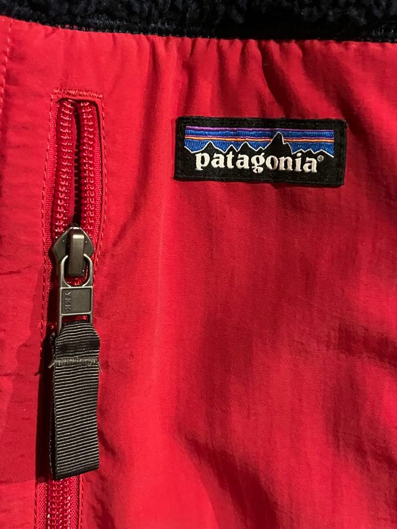 patagonia フリースベスト M ネイビー/レッド レトロX