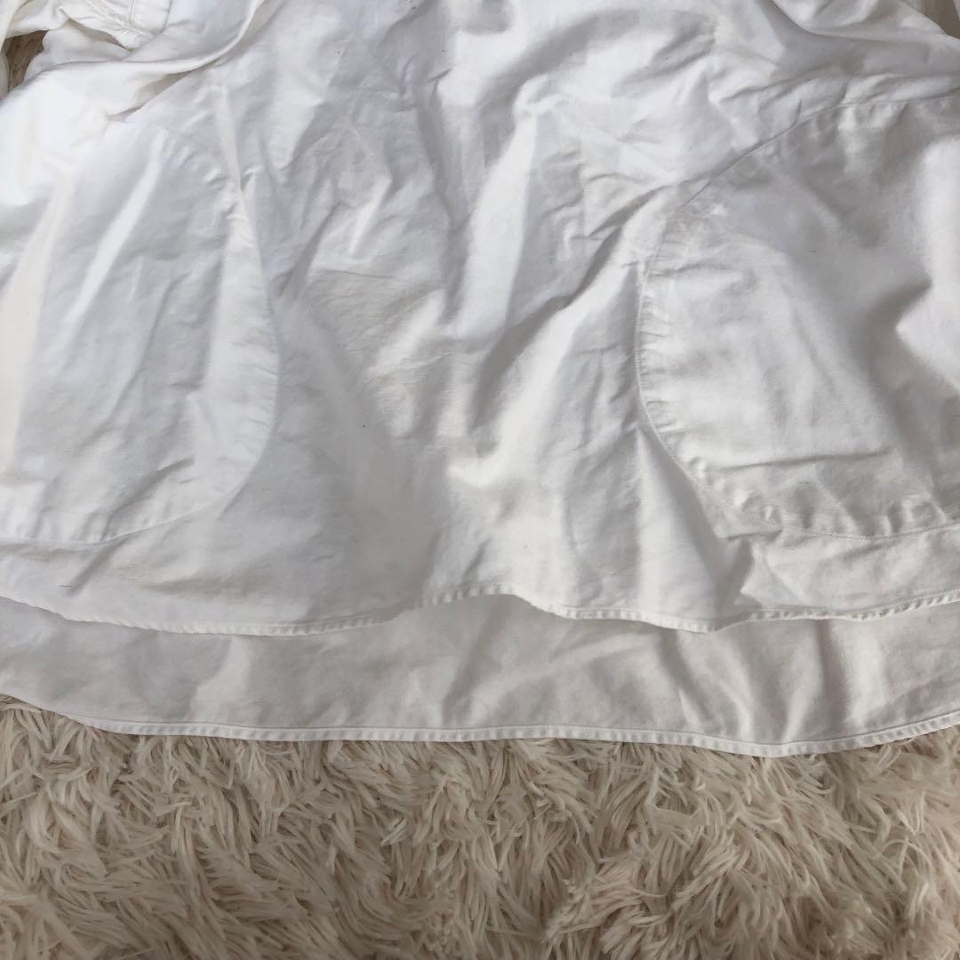 DANTONダントンプルオーバーシャツ丸襟ショールカラーコットンホワイト白44