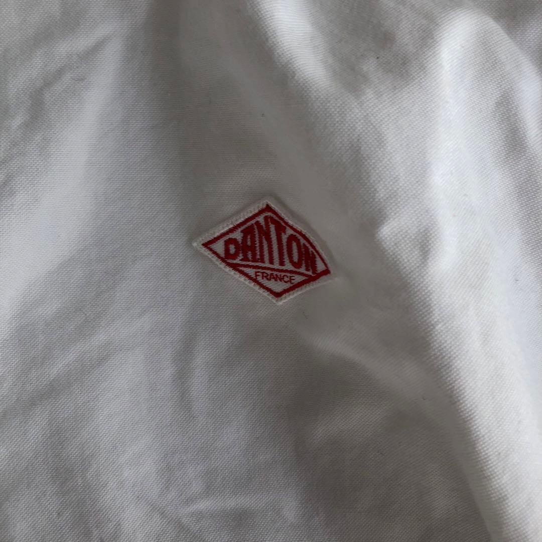 DANTONダントンプルオーバーシャツ丸襟ショールカラーコットンホワイト白44