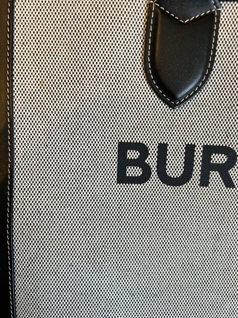 ホースフェリープリント キャンバス＆レザー トート ハンドバッグ