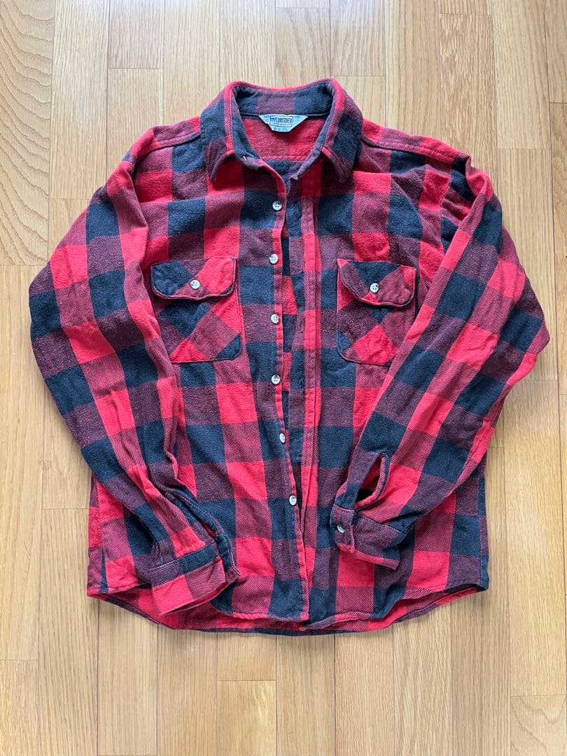 FIVE BROTHER 赤黒チェック ネルシャツ L 70-80s