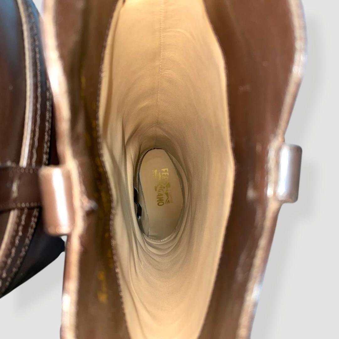 美品　Ferragamo　フェラガモ　ロングブーツ　ブラウン　ガンチーニ　レザー