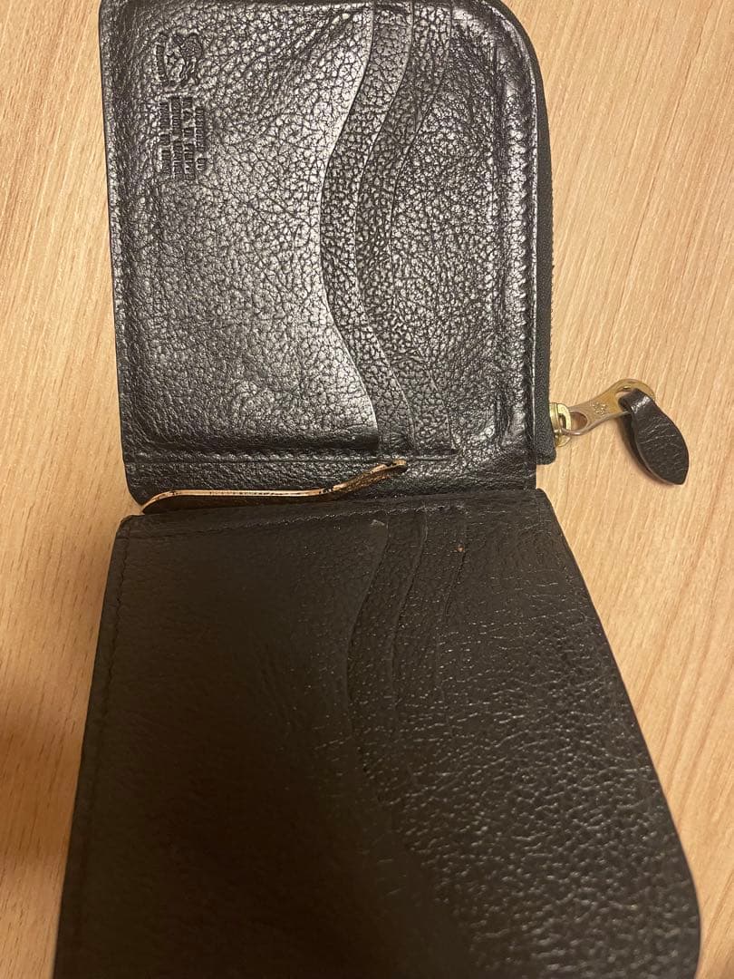 ブラックレザー マネークリップ ジッパー付き